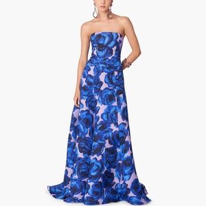 Carolina Herrera Rose Garden Print Strapless Gown